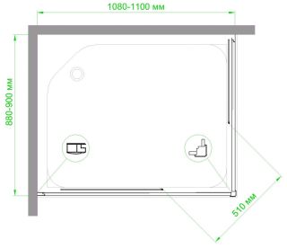 Душевой уголок Royal Bath HPD 110x90см чёрный RB9110HPD-C-BL