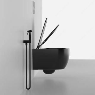 Подвесной унитаз Cerutti SPA Oglio Aria MB CT9239 безободковый чёрный матовый