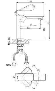 Смеситель для умывальника RUSH Bruny (BR4335-12)