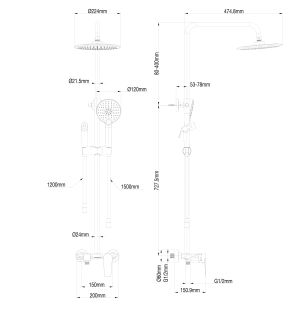 Душевая стойка Wonzon & Woghand WW-A30874-MW белый матовый