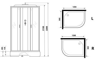 Душевая кабина Niagara NG-33294-14LP 120x90см серебро/матовое