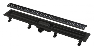 Душевой лоток AlcaPlast с порогами с перфорированной решетки 65см черный матовый APZ10BLACK-650M