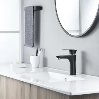 Смеситель для раковины Shevanik S9801H чёрный/хром