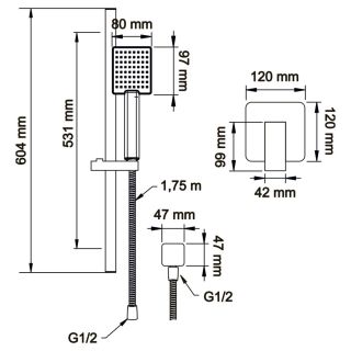 Душевой комплект Swedbe Platta 5533 хром
