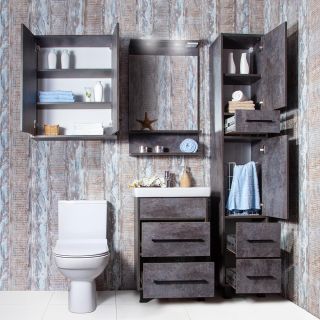 Зеркало с подсветкой Бриклаер Чили 4627125415159 55 см цемент