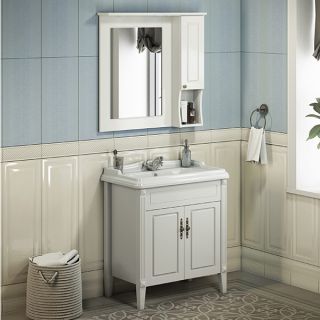 Comforty Зеркало-шкаф "Палермо-80" белый глянец