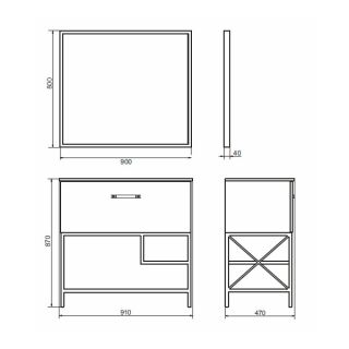 Comforty Тумба-умывальник "Бредфорд-90" дуб темный с раковиной Comforty 90E черная матовая