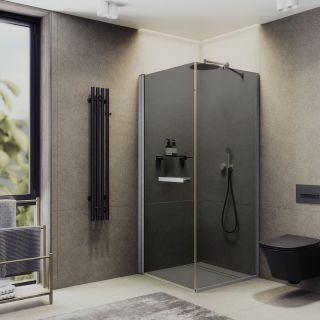 Душевой уголок MaybahGlass MGY-1348-5 100x100см хром матовый/графит