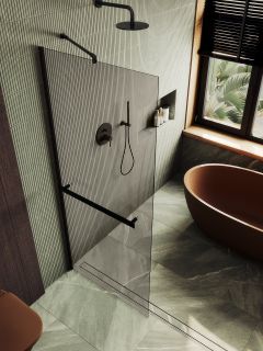 Душевая перегородка MaybahGlass MGD-727-6ш 79см чёрный