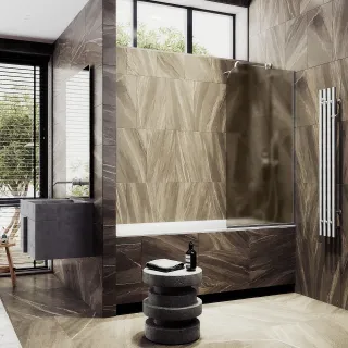 Шторка на ванну MaybahGlass MGV-72-5у 40см хром матовый