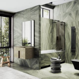 Шторка на ванну MaybahGlass MGV-919-6 99см чёрный