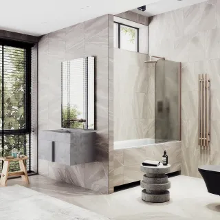 Шторка на ванну MaybahGlass MGV-617-2 70см бронза