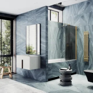 Шторка на ванну MaybahGlass MGV-614-3 60см золото