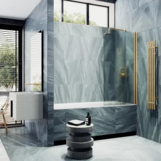 Шторка на ванну MaybahGlass MGV-605-3 40см золото