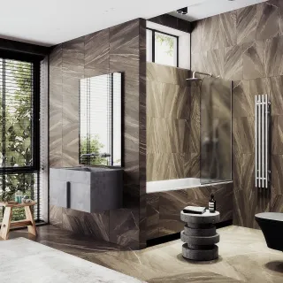 Шторка на ванну MaybahGlass MGV-149-5у 74см хром матовый