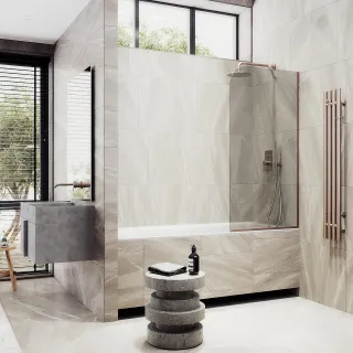 Шторка на ванну MaybahGlass MGV-151-2у 74см бронза