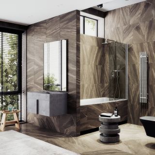 Шторка на ванну MaybahGlass MGV-765-5 40см хром матовый