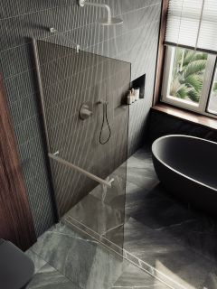 Душевая перегородка MaybahGlass MGD-727-5ш 79см хром матовый