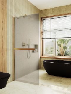 Душевая перегородка MaybahGlass MGD-728-3ш 79см золото