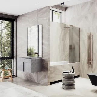 Шторка на ванну MaybahGlass MGV-76-2у 80см бронза