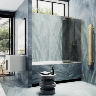 Шторка на ванну MaybahGlass MGV-80-3у 60см золото