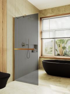 Душевая перегородка MaybahGlass MGD-729-3ш 79см золото