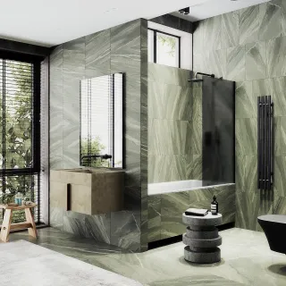 Шторка на ванну MaybahGlass MGV-86-6ш 60см чёрный