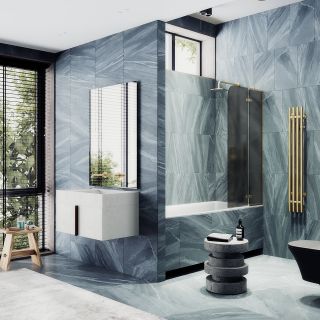 Шторка на ванну MaybahGlass MGV-660-3 69см золото