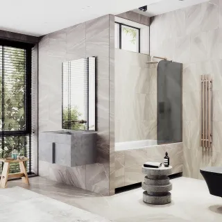 Шторка на ванну MaybahGlass MGV-84-2у 40см бронза