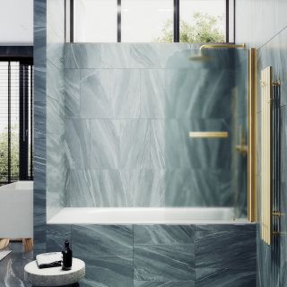 Шторка на ванну MaybahGlass MGV-781-3 60см золото