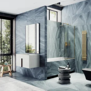 Шторка на ванну MaybahGlass MGV-95-3у 90см золото