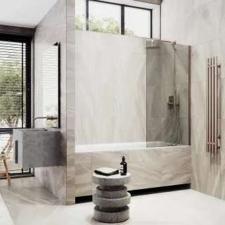 Шторка на ванну MaybahGlass MGV-250-2ш 30см бронза