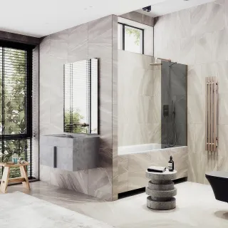 Шторка на ванну MaybahGlass MGV-83-2ш 90см бронза