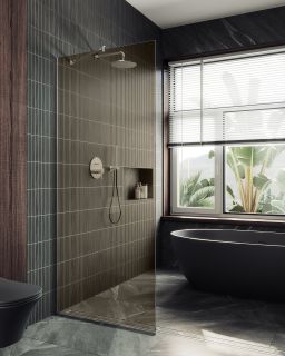 Душевая перегородка MaybahGlass MGD-696-5у 79см хром матовый