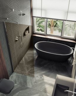 Душевая перегородка MaybahGlass MGD-696-5ш 79см хром матовый