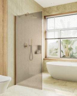 Душевая перегородка MaybahGlass MGD-697-3ш 79см золото