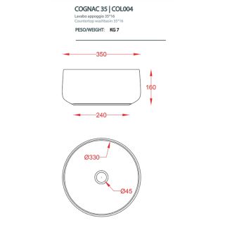 Раковина ArtCeram Cognac COL004 40 00 tortora 35 см