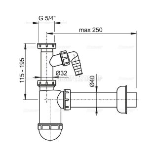Сифон для раковины AlcaPlast ?40 с подводкой и накидной гайкой 5/4" A43P