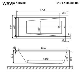 Гидромассажная ванна Whitecross Wave 0101.180080.100.NANO.CR 180x80см Nano хром