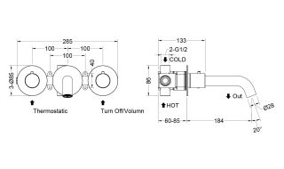 Смеситель встраиваемый для раковины Timo Saona 2381/03SM с термостатом чёрный