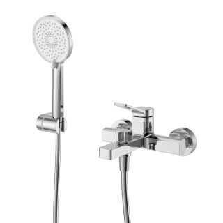 Смеситель для ванны и душа в комплекте с ручным душем, шлангом и держателем BelBagno ALBANO-VASM-CRM