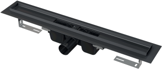 APZ1BLACK Водоотводящий желоб с порогами для перфорированной решетки, черный-мат горизонтальный сток, 750 мм, APZ1BLACK-750