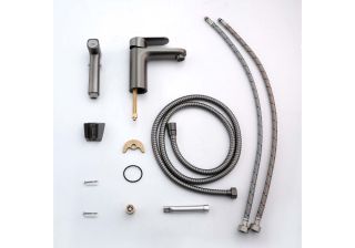 Смеситель для раковины с гигиеническим душем Aquatek Ника AQ1812BGM оружейная сталь