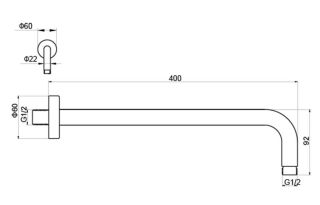 Держатель верхнего душа Aquatek AQ2176MB 40см чёрный матовый