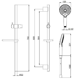 Душевой гарнитур AQUAme AQM8101CR с мыльницей хром