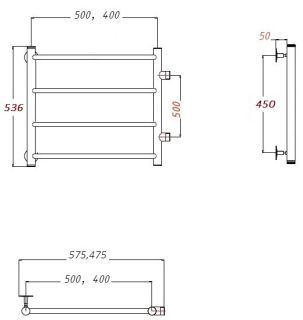 Водяной полотенцесушитель Тругор Аспект ПМ 1 50x60x40см хром Аспект1/ПМ506040