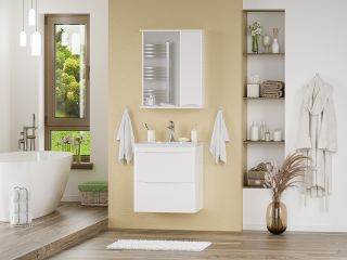 Зеркальный шкаф с подсветкой Misty Атлантик правый 60см белый