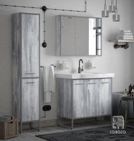 Зеркало-шкаф Corozo Айрон 90см арт/серый SD-00000281