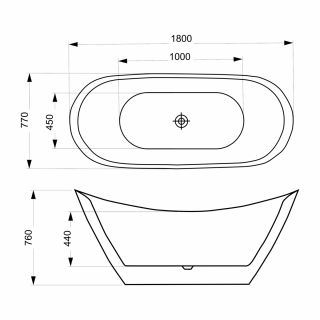 Акриловая ванна Azario MELADO AZ-6107-18B 1800х770х760
