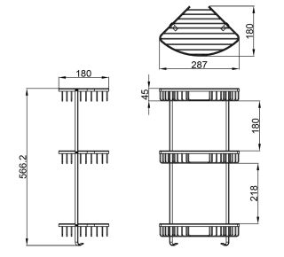 Полка угловая Azario ALTRE AZ-814-3 трехэтажная, матовый хром